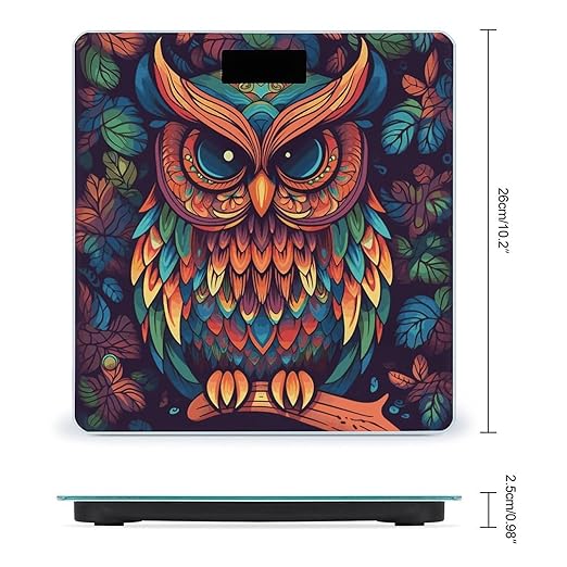 Digital Bathroom Scale for Body Weight Scale with Bright LCD Display High Accuracy Step-On Technology Auto On/Off Color Owl Pattern Digital Scales 400 Lbs /180kg