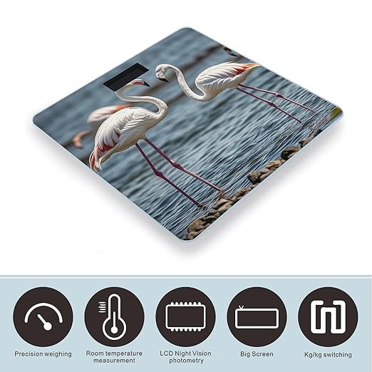 Animal Flamingo Scale for Body Weight Digital Bathroom Scale Toughened Glass High Precision Scales for Body Weight with Large LCD Backlight Display Weight Scales