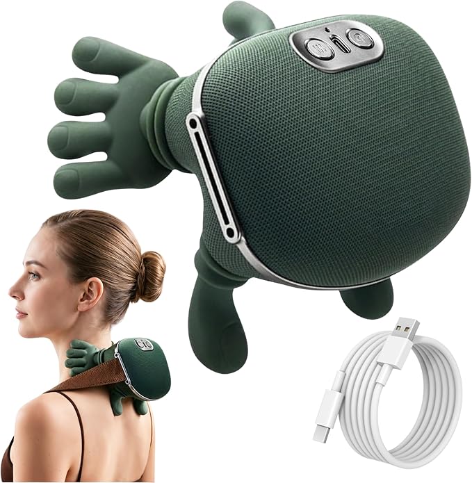 BeFit24 Neck Massager with Heat 4D Deep Tissue Shiatsu Neck Massage Machine for Pain Relief Electric Cervical Shoulder &amp Back Massager with Simulated Human Hand Kneading Muscle Relaxation (Gree