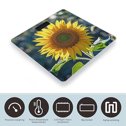 Night Sunflowers Scale for Body Weight Digital Bathroom Scale Accurate Smart Weight Scales with Large Display Weighing Machine High Precision Scales