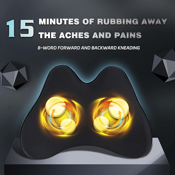 Papillon Waist and Neck Massager Relieve Back Abdomen Leg Muscle Pain with Heating Deep Tissue Kneading Cordless Electric Massage Pillow Use on Office Seat Car Gaming Chair Sofa Bed