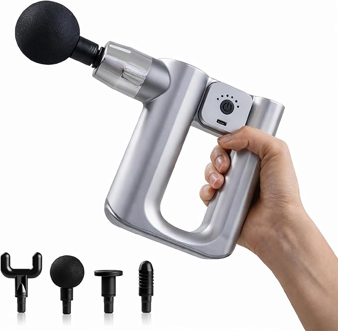 Daiwa Felicity Robo Touch Deep Tissue Massage Gun – Portable Percussion Therapy for Back Shoulders &amp Legs – Brushless Motor Multi-Head Attachments Quiet &amp Rechargeable