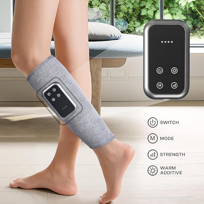 Cordless Leg Massager with Heat and Compression Rechargeable Leg Compression Massager for Circulation Muscle Relaxation for Calf Gifts for Dad Mom Men Women Gym Office Home (1 Piece)
