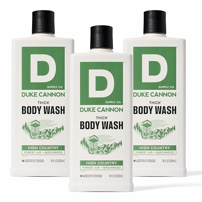 Duke Cannon Supply Co. Thick High-Viscosity Body Wash for Men High Country - Premium Ingredients Plant-Based Thickeners Superior Lather Natural Exfoliate 17.5 Fl Oz (3 Pack)