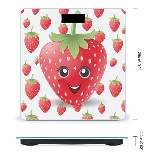 Strawberry Bathroom Scale Large LCD Backlight Display Digital Scale Rounded Corners Body Scales Automatic Power On/Off Bathroom Scales for Home Bedrooms