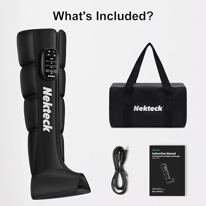 Nekteck Cordless Leg Compression Massager Rechargeable Massage Tools for Circulation and Pain Relief Portable Full Leg Boots Gifts for Mom Dad Men Women Single Unit