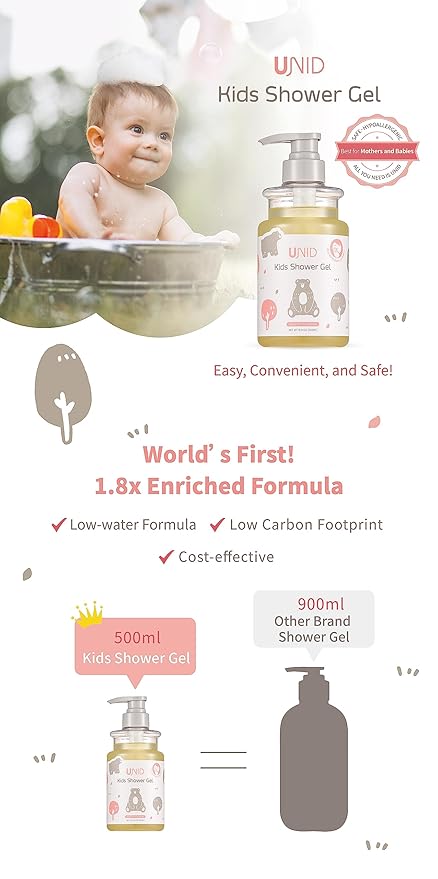 Kids Shower Gel | Gentle Cleanser &amp Moisturizing Sulfate-Free Body Wash | Eco-Friendly Tear-Free Hypoallergenic Skincare for Sensitive &amp Eczema-Prone Kids | 16.91 fl oz (500ml)