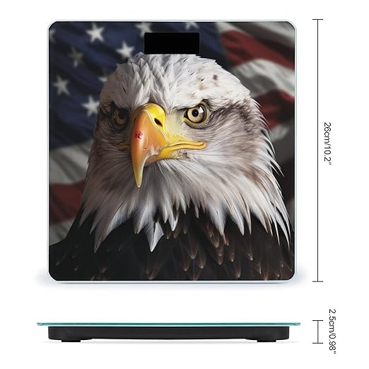 Digital Bathroom Scale for Body Weight Scale with Bright LCD Display High Accuracy Step-On Technology Auto On/Off America Flag and Eagle Digital Scales 400 Lbs /180kg