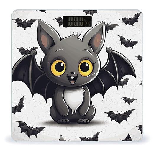Digital Bathroom Scale for Body Weight Scale with Bright LCD Display High Accuracy Step-On Technology Auto On/Off Cute Bat Digital Scales 400 Lbs /180kg