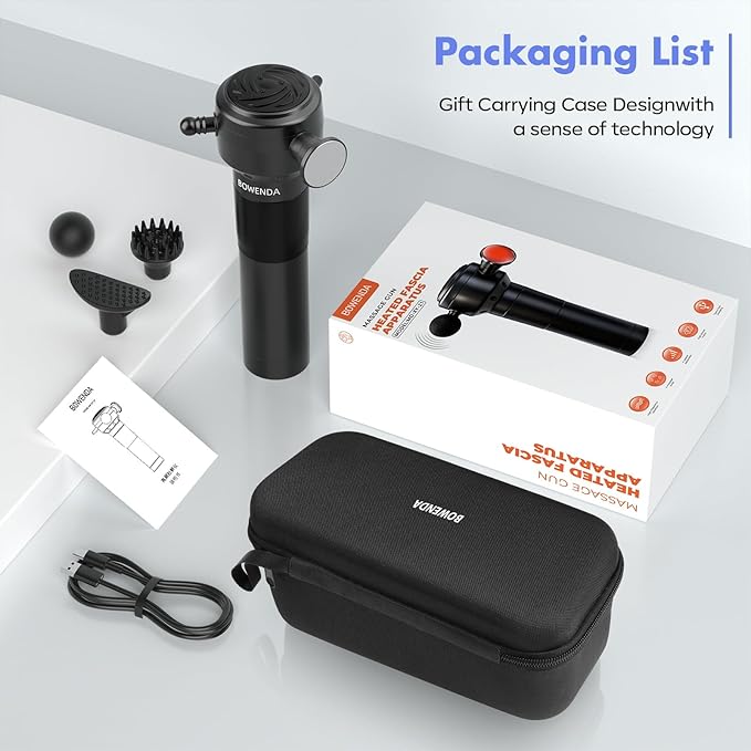 Deep Tissue Massage Gun with Heating 7000 RPM Handheld Vibrating Muscle Massager with 4 Speeds &amp 3 Heads Ideal Gift for Family &amp Sports Enthusiasts