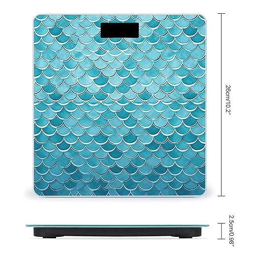 Blue Waves Squama Mermaid Scale Smart Scale for Body Weight Accurate Bathroom Scale with LED Display Digital Weight Scales Weighing Machine High Precision Scales for Bath Home