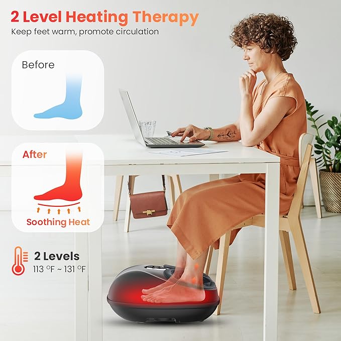 COMFIER Shiatsu Foot Massager with Heat for Neuropathy Plantar Fasciitis Heated Electric Foot Massagers Feet Massager for Home Office Up to Men Size 13 Christmas Gifts for Men Women