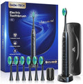 Electric Toothbrush for Adults Kids Electric Toothbrush Rechargeable Sonic Toothbrush Ultrasonic Toothbrush with Travel Case Holder &amp 7 Brush Heads 6 Modes &amp 3 Intensities 2-Minute Timer (B
