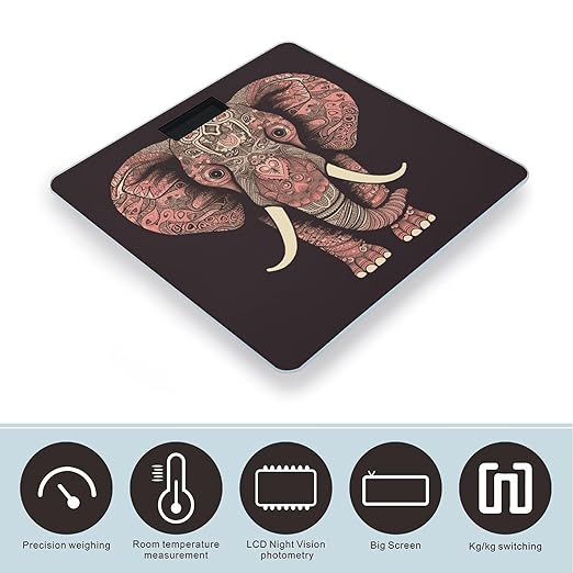 Heart Shaped Elephant Weight Scale Digital Electronic Scales Bathroom Scale Larg LCD Backlight Display High Precision MeasurementsTempered Glass