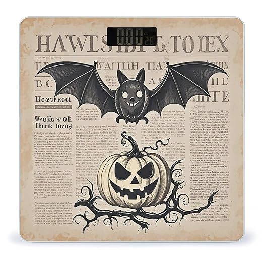 Bat Art Bathroom Scale for Body Weight Bathroom Weighing Scales with Back Lit LED Display Sturdy Tempered Glass Body Weight Bathroom Scale 400lb Weighing