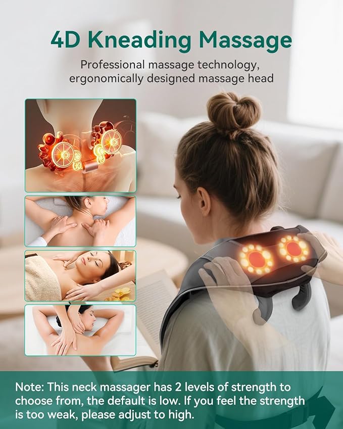 Snailax Neck Massager for Pain Relief Deep Tissue Neck Massage with Heat Cordless Massager for Back and Shoulder Pain Deep Kneading Back Massager Gift for Mom Dad