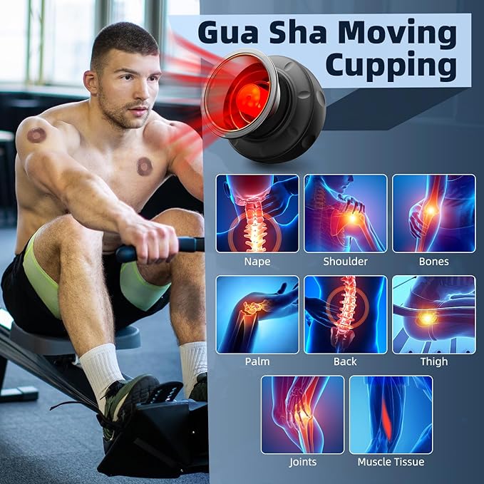 5-in-1 Cupping Kit for Massage Therapy 12 Levels Smart Dynamic Cupping Set with Red Ligh-t Therapy&ampHeat Penetrates for Targeted Pain Relief Knots Aches Muscle Soreness - 2Pcs(Black&ampBlack)