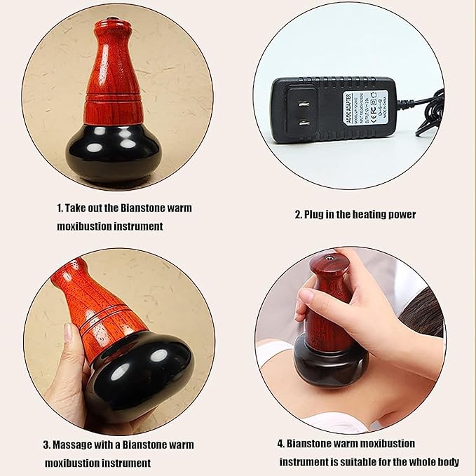 Hot Stone Electric Massager Adjustable Temperature Massage Stones 5 Levels of Temperature GuaShafor Massage Home SPA Relaxation Treatment Pain Relief