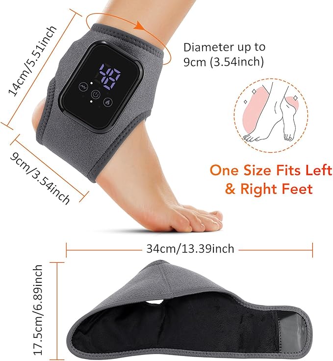 2Pcs Ankle Massager for Pain Relief Ankle Heating Pads with Massage - 3 Levels Heat &amp Vibration Adjustable Auto Shut-Off Cord-Free Use for Daily Used