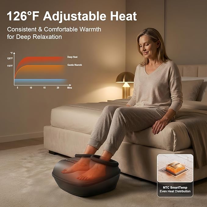 Nekteck Foot Massager with Heat [2026 Upgraded] Electric Shiatsu Foot Massage Machine for Circulation Plantar Fasciitis &amp Neuropathy 3 Intensity Levels FSA Eligible Gifts for Men &amp Women