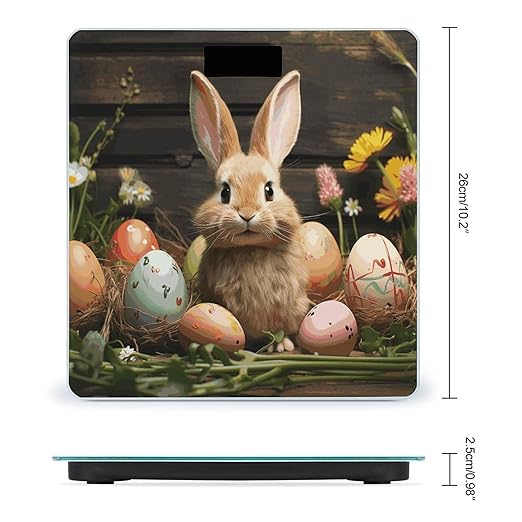 Easter Egg Bunny Digital Bathroom Scale for Body Weight with High Precision Digital Weighing Scale with BMI Clear LCD Display and Step-On Measures Weight Up to 180kg