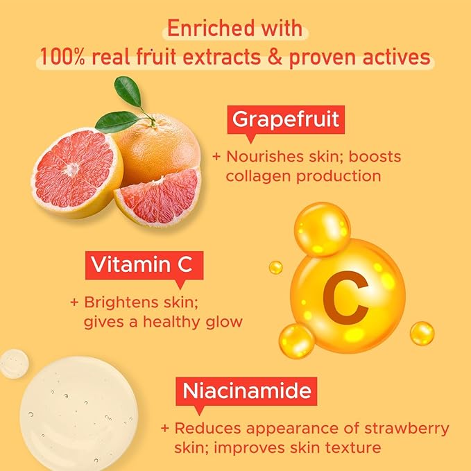 PureSense Vitamin C + Niacinamide Grapefruit Squeeze Body Wash Shower Gel | Deeply Cleans | Soft &amp Youthful Skin | Evens Ski Tone | No Paraben | All Skin Types | For Men &amp Women | 310ml