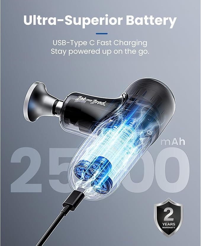 BOB AND BRAD Q2 Max Mini Massage Gun with Metal Head Pocket-Sized Deep Tissue Massager Gun for Athletes Professional Portable Percussion Muscle Massager Gun