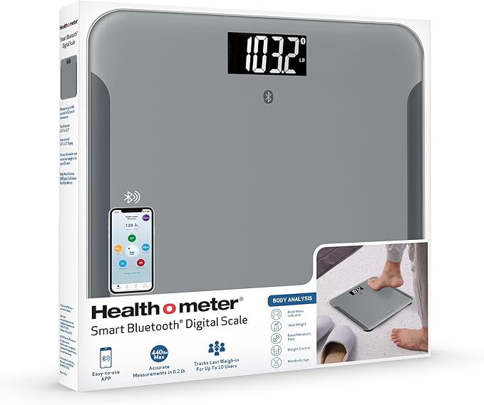 Health o meter Bluetooth Digital Body Composition Scale 440 lb Capacity Smart Bathroom Scale with BMI and Weight Tracking for Multiple Users