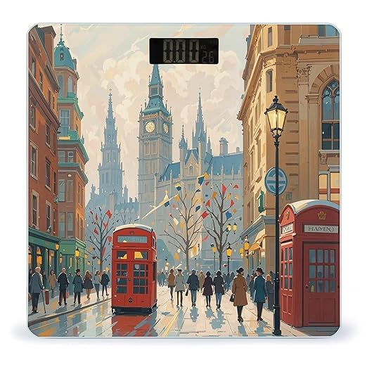 London Impression Scale for Body Weight Accurate Digital Bathroom Scale Toughened Glass High Precision Scales Smart Weight Scales with Large LCD Backlight Display Weighing Machine