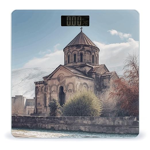 Armenian Church Scale for Body Weight Safe Rounded Corners Tempered Glass Digital Bathroom Scale LED Display 400lb Capacity Weight Scales with High Precision Sensors