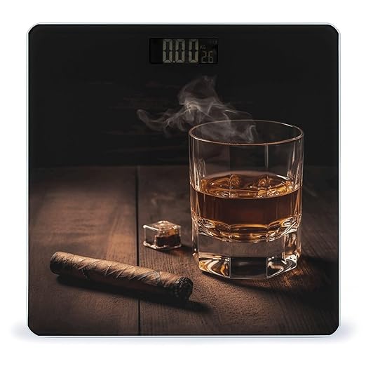 Cigar &amp Whiskey Bathroom Scale for Body Weight 400 Lb Weight Scale with High Precision Sensors Tempered Glass Highly Accurate Digital Weighing Machine for People