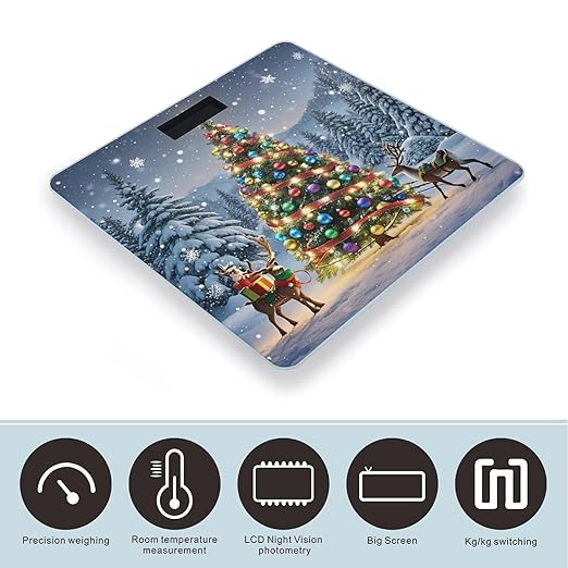 Digital Bathroom Scale for Body Weight Scale with Bright LCD Display High Accuracy Step-On Technology Auto On/Off Christmas Day Digital Scales 400 Lbs /180kg