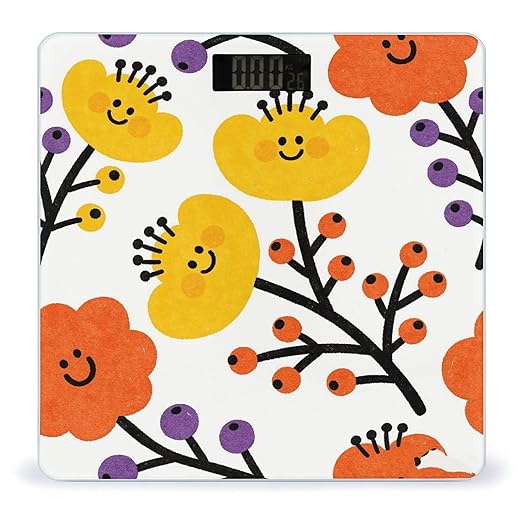 Flower Branch Pattern Cute Weight ScaleClear LED Display Bathroom Digital Weighing ScaleTempered Glass Digital Bathroom Scale for Body Weight Capacity Up to 400 Lbs