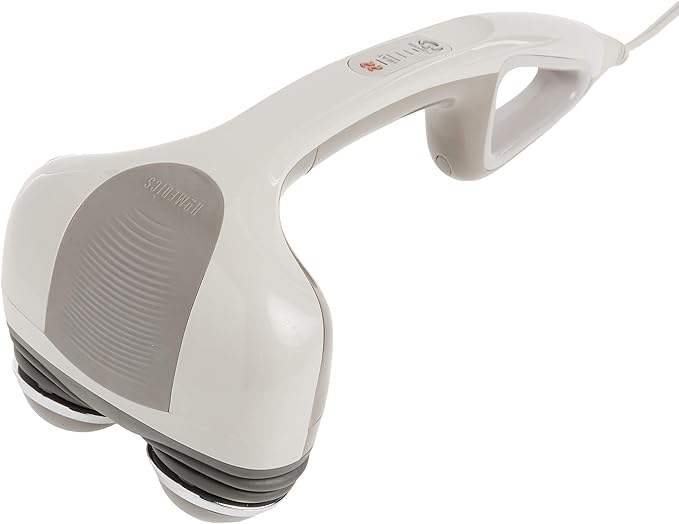 Homedics Percussion Action Massager with Heat | Adjustable Intensity Dual Pivoting Heads | 2 Sets Interchangeable Nodes Heated Muscle Kneading for Back Shoulders Feet Legs &amp Neck