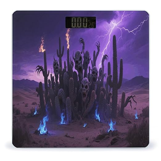Gothic Cactus Weight Scale Cute Bathroom Scale for Body Highly Accurate Digital Weighing Machine for People Compact LCD Display Scales with Sturdy Toughened Glass Scales