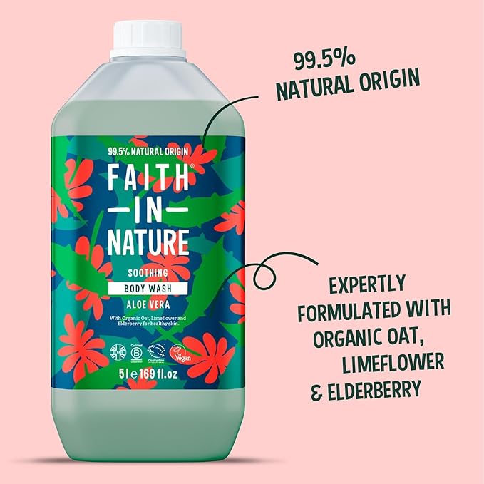 FAITH IN NATURE Natural Body Wash - Vegan &amp Cruelty Free No SLS or Parabens - 169 fl oz Refill Pack Aloe Vera