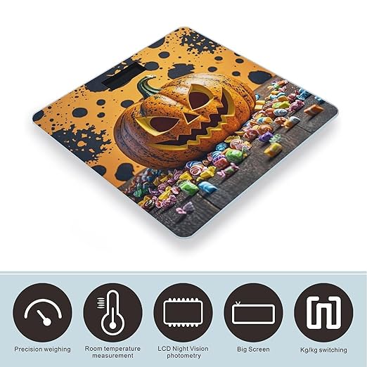 Pumpkins and Candies Scale for Body Weight Smart Scales Digital Bathroom Scale High Precision Weighing Scales with Large Display Weighing Machine for People
