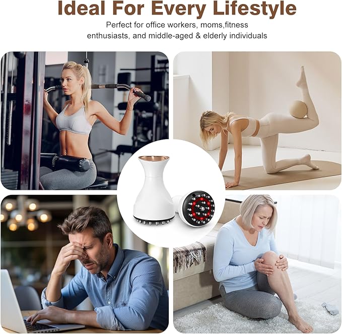Lymphatic Drainage Massager 4-in-1 Anti-Cellulite Massager Tool Body Sculpting Machine for Microcurrent Light Heat &amp VibrationSuitable for Abdomen Arms Back &amp LegsHelps Reduce Stretch M