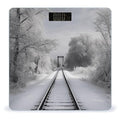 Snowy Train Tracks Scale for Body Weight High Precision Digital Weight Scales with LCD Display Anti-Slip Sturdy Slim Tempered Glass Bathroom Scale for Home Use