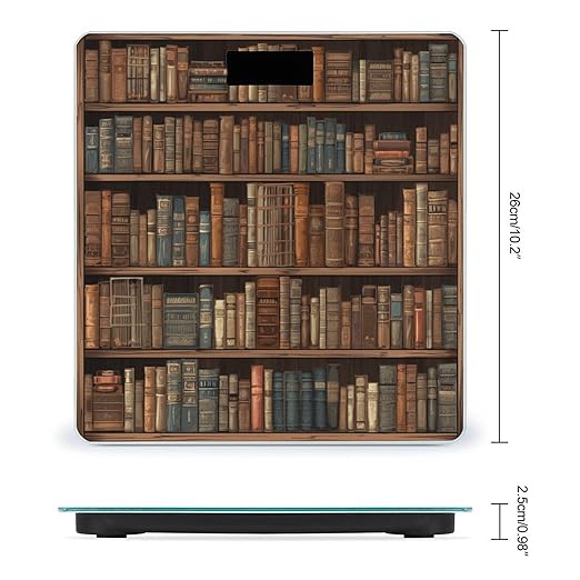 Library Bookshelf Book Bathroom Scale for Body Weight LCD Display Digital Bathroom Scale Tempered Glass Bathroom Weight Scales Fashion Smart Scales for Home Bedroom 400 Lb
