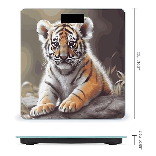 Digital Bathroom Scale for Body Weight Scale with Bright LCD Display High Accuracy Step-On Technology Auto On/Off Cute Tiger Digital Scales 400 Lbs /180kg