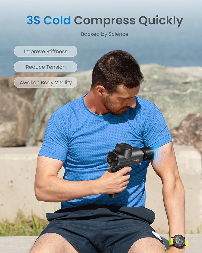 RENPHO Active Thermacool Massage Gun Deep Tissue Back Massager Therapy with Carry Case FSA Approved Percussion Body Masajeador for Men Women Athletes Back Upgrade HSA Gray