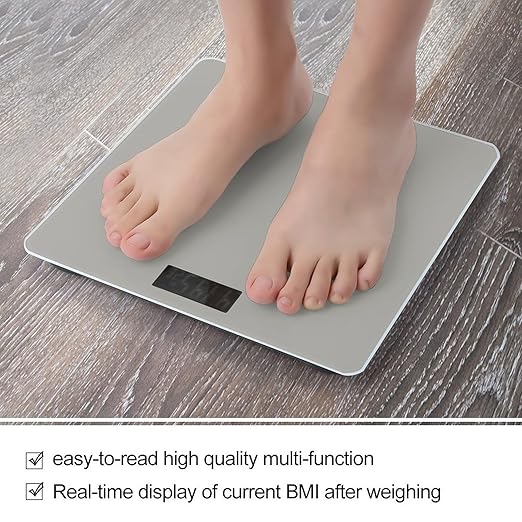 Energy Saving Scale Bathroom Weighing Scale Smart Scale for Body Weight Digital Light Grey