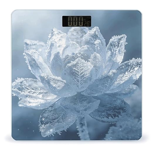 Ice Lotus Weight ScaleClear LED Display Bathroom Digital Weighing ScaleTempered Glass Digital Bathroom Scale for Body Weight Capacity Up to 400 Lbs