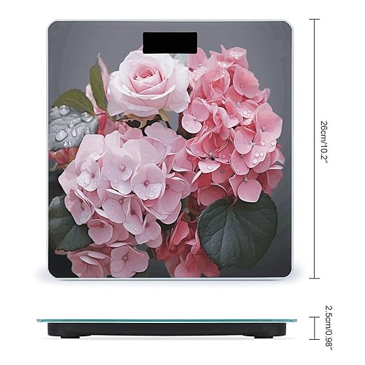 Pink Rose Hydrangea Scale for Body Weight Digital Bathroom Scale Precision Smart Weighing Scales with Clear LED Display Accurate High Precision Scales Weighing Machine