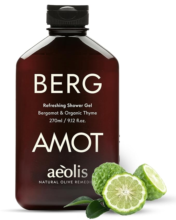 AEOLIS Refreshing Shower Gel with Bergamot &amp Thyme – Greek Olive Oil Shower Gel for Men &amp Women – Clean Beauty Body Cleanser – Natural Skincare from Greece – Invigorating Body Care 9.12 Fl Oz