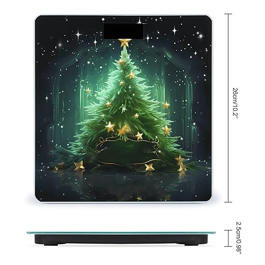 Green Christmas Tree Bathroom Scale Large LCD Backlight Display Digital Scale Rounded Corners Body Scales Automatic Power On/Off Bathroom Scales for Home Bedrooms