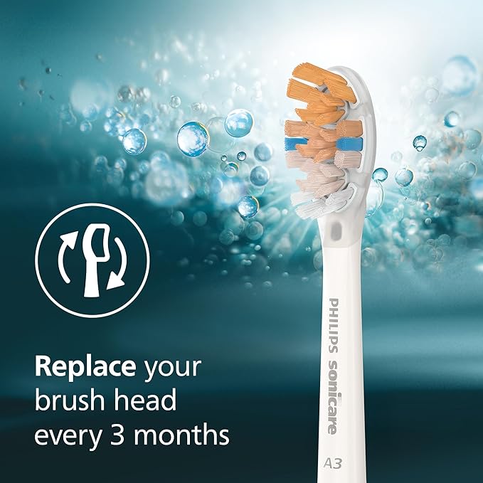Philips Sonicare A3 All-in-One - Genuine Replacement Electric Toothbrush Heads White 2 Pack HX9092/77