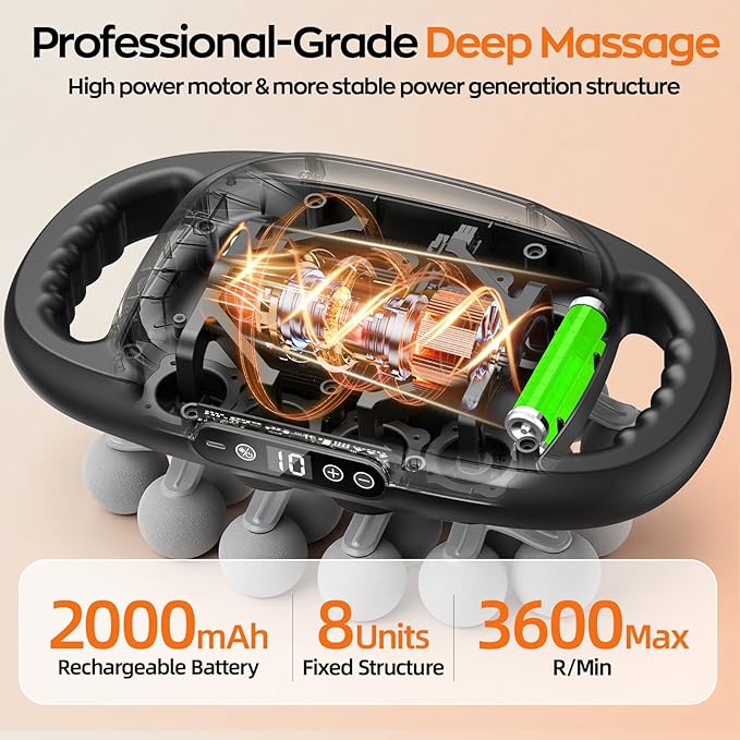 20-Head Massage Gun Deep Tissue 9 Modes &amp 9 Intensity Levels Body Percussion Muscle Massager Quiet Electric Handheld Massage Tools for Neck Back Shoulder Waist Leg Feet Daily Relaxation