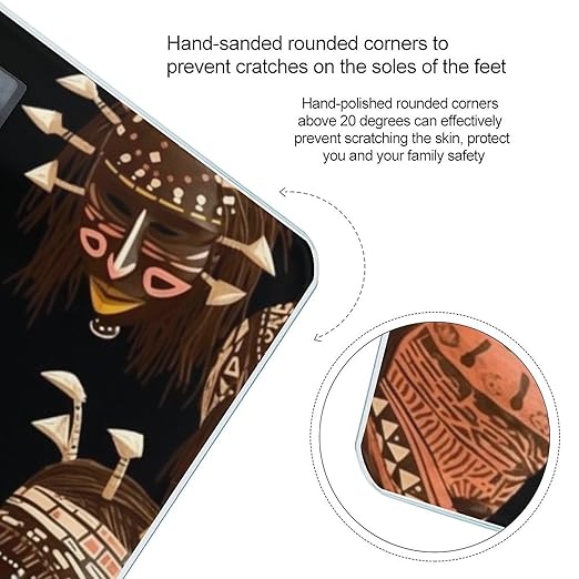 African Ritual Ethnic Tribal Scale for Body Weight High Precision Digital Weight Scales with LCD Display Anti-Slip Sturdy Slim Tempered Glass Bathroom Scale for Home Use